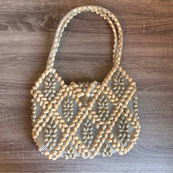 Handbags - Vintage Seashell Boho Beaded Purse – Handmade Shell Shoulder Bag